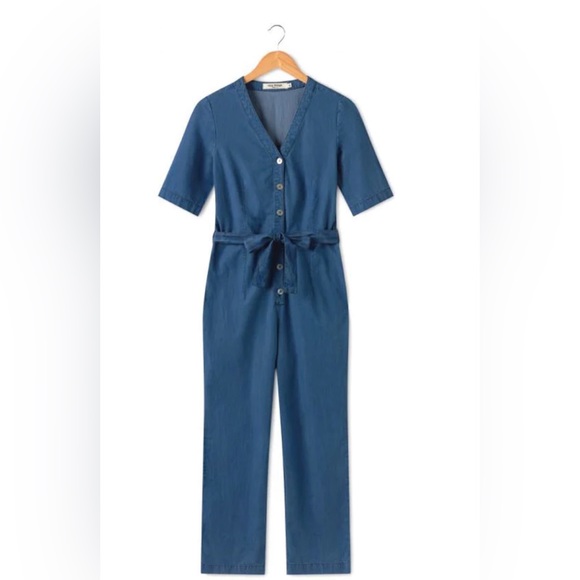 Nice Things Paloma Denim Button Suit Jumpsuit Size 40 - Picture 4 of 11